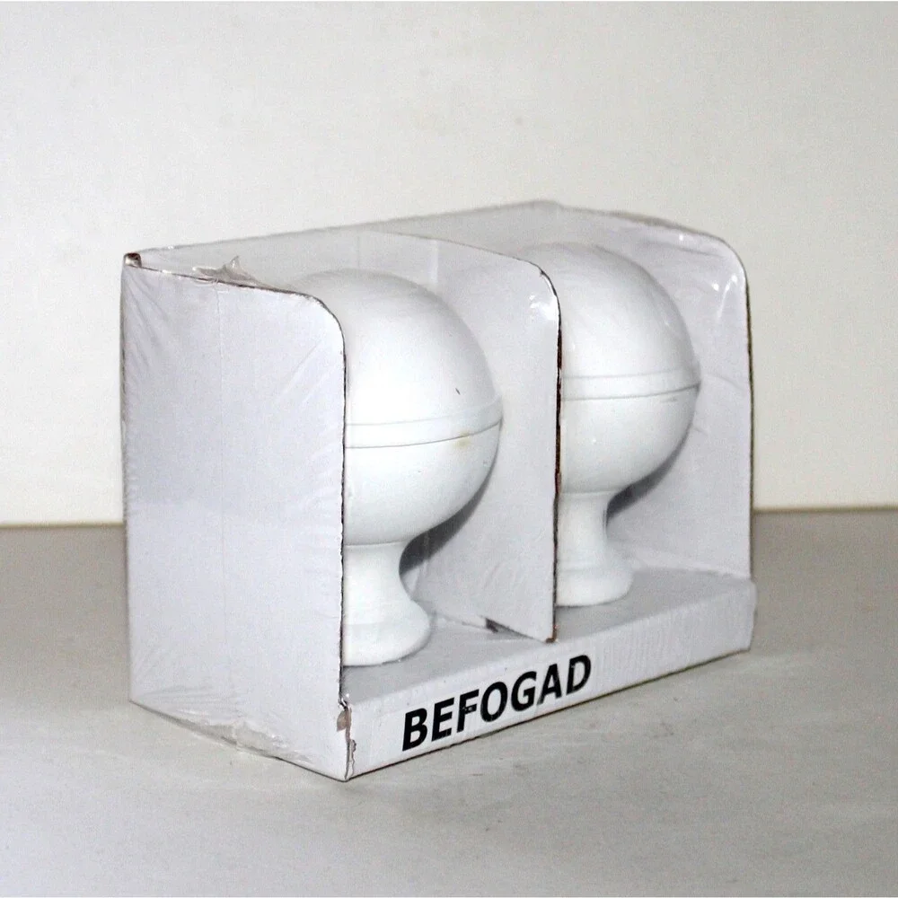 IKEA BEFOGAD 1 pair Finial Curtain rod white wood ball spherical NEW window